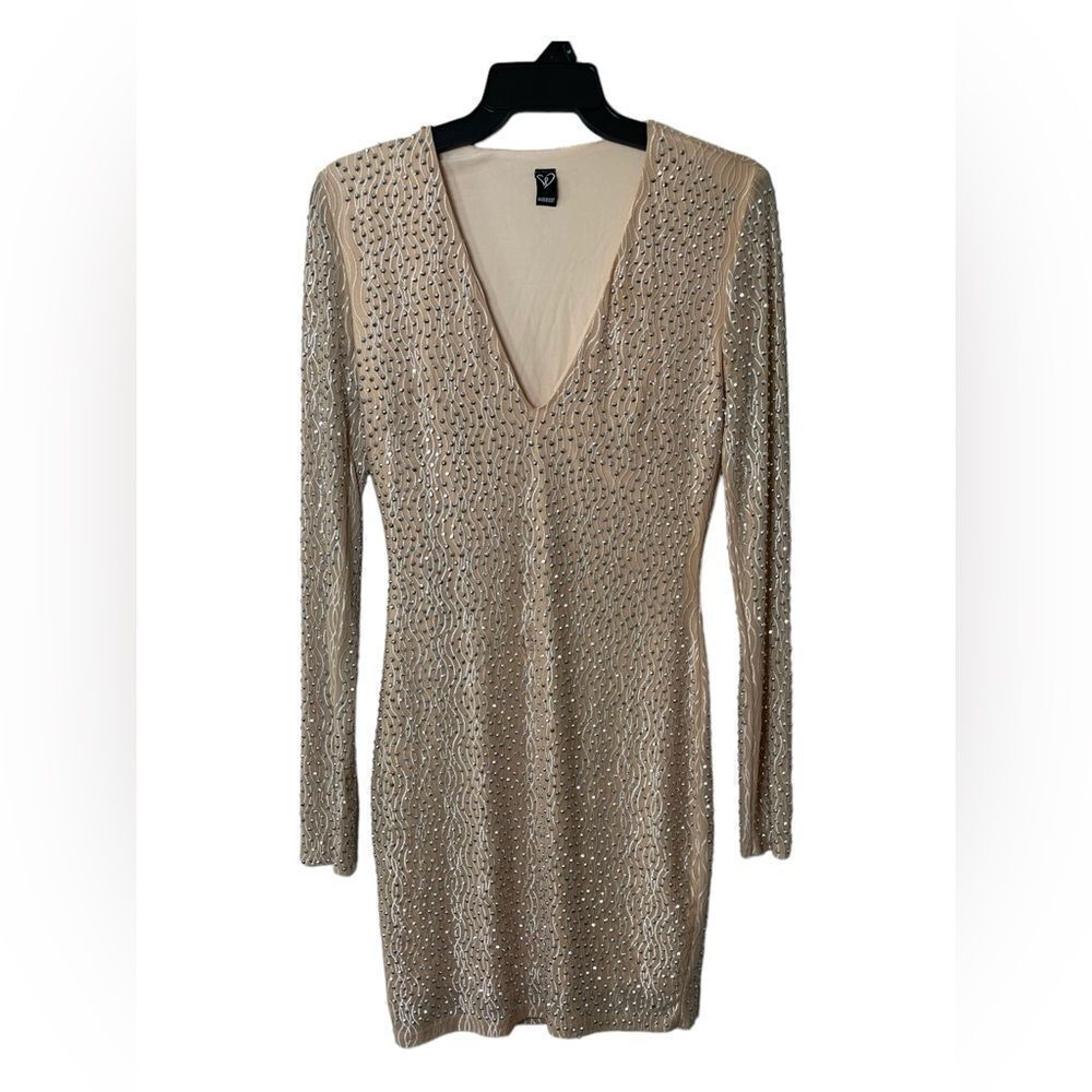 Brielle Heat Stone Mesh Mini Dress